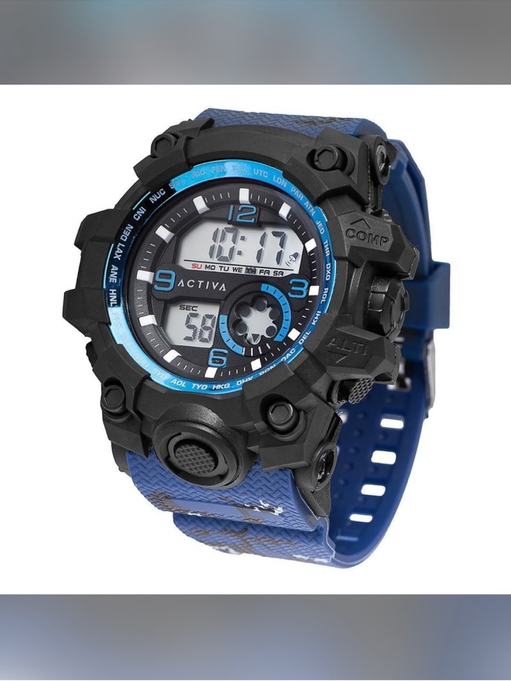 Ativa Black and Blue Tactical Digital-Analog Sports Watch